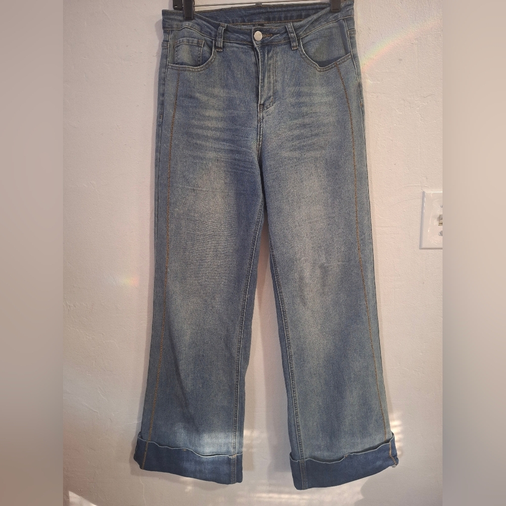 Cider Light Blue Wide Leg Jeans Size S.